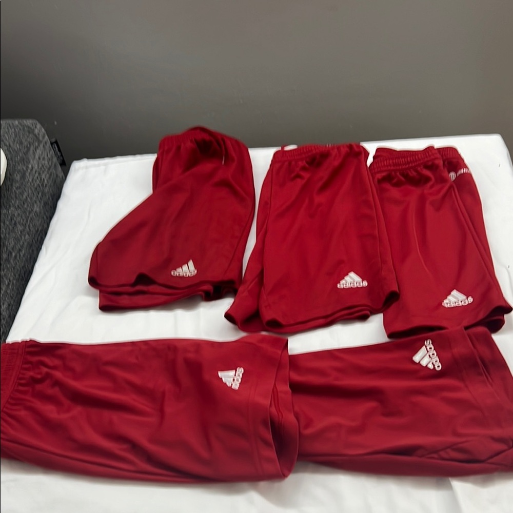 Adidas Red Athletic Shorts Elastic Waistband